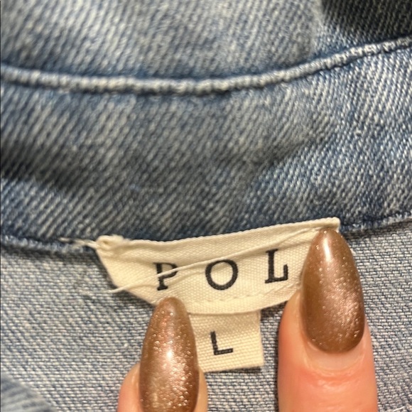 POL ivory Sherpa and Denim Half Zip Pullover Pearl Button Detail patchwork - Picture 3 of 8